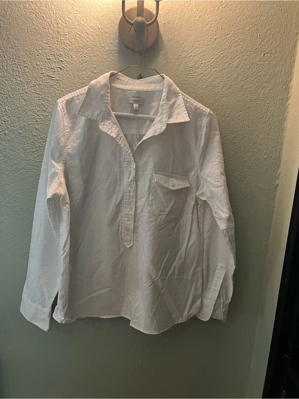 J. Crew White  Cotton Pullover Shirt